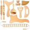 Lot de 10 outils de massage en bois pour soulager la douleur du cou, des jambes, du dos, des bras