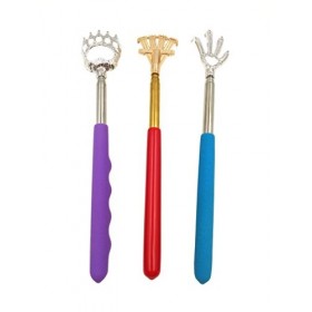 Qaoquda Lot de 3 griffes dours télescopiques portables et extensibles en métal avec poignées en caoutchouc rouge, violet et