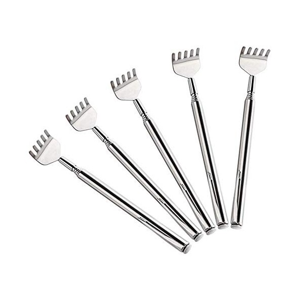 Lot de 5 gratte-dos télescopiques portables et extensibles avec clip de poche