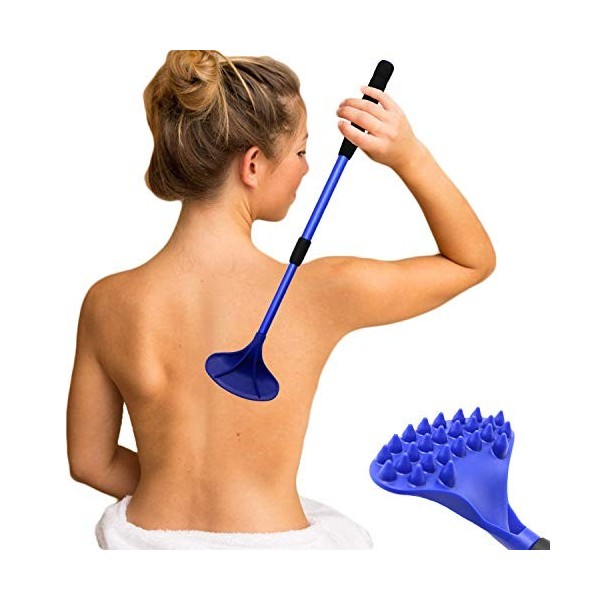 EASACE Gratte-dos extensible avec tête de massage en ABS solide, 53,3 cm pour adultes – animaux de compagnie compact – rétrac