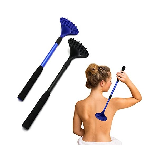 EASACE Gratte-dos extensible avec tête de massage en ABS solide, 53,3 cm pour adultes – animaux de compagnie compact – rétrac