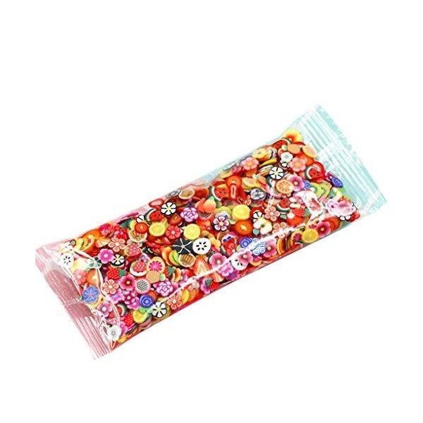 1000pcs / Sac Tranches Ongles 3D en pâte polymère Ongles tranches polymère étoile Cartoon Fleur Fruit Plume Manucure Décorati