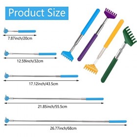 4 Pièces Gratte-Dos Acier Inoxydable, Gratte Dos Emballé, Gratte-Dos Extensible Portatif, avec Poignée en Caoutchouc Souple p