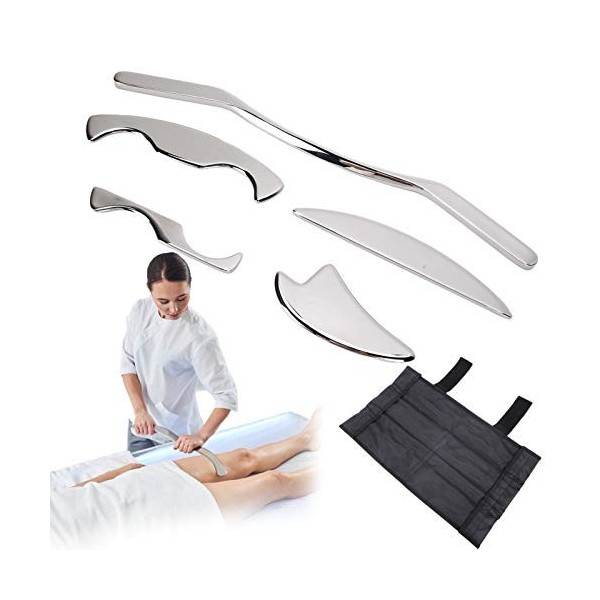 Ensemble doutils de massage par grattage Gua Sha en acier inoxydable, outil de massage pour tissus mous, kit de libération m