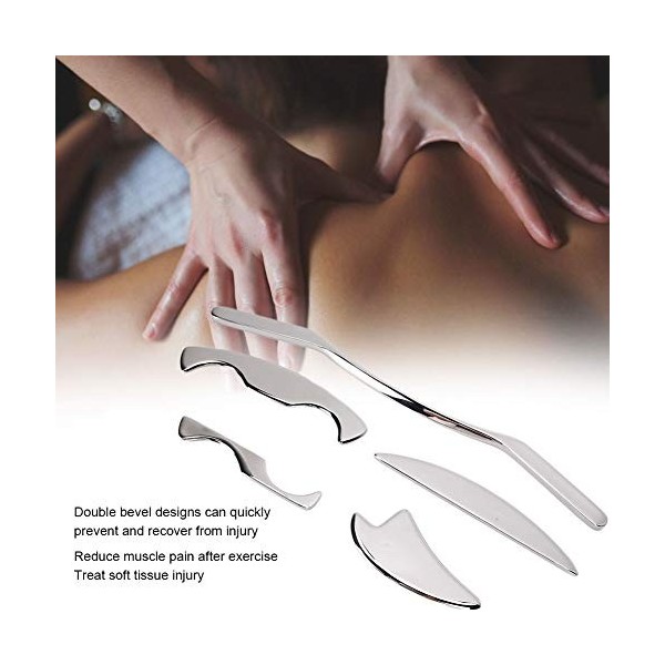 Ensemble doutils de massage par grattage Gua Sha en acier inoxydable, outil de massage pour tissus mous, kit de libération m