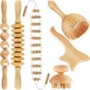 uyoyous Rouleau de massage en bois 6 en 1,Anti-cellulite,Massage du dos,Rouleau de massage des fascias,Gua Sha,Outils de mass