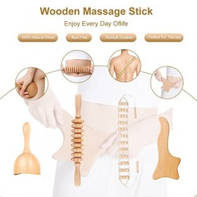Outils de massage en bois 8 en 1 - Rouleau de massage en bois - Anti-cellulite - Pour soulager les douleurs musculaires