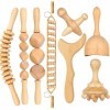 Ensemble doutils de massage en bois 8 en 1 - Rouleau de massage en bois, massage musculaire, anti-cellulite - Outil Gua Sha 