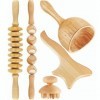 uyoyous Lot de 5 rouleaux de massage en bois de maderothérapie pour fascias - Pour la cellulite - En bois - Maderotherapy - G