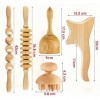 uyoyous Lot de 5 rouleaux de massage en bois de maderothérapie pour fascias - Pour la cellulite - En bois - Maderotherapy - G