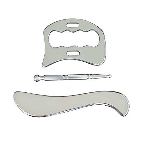 AnTiexi Ensemble doutils Gua Sha en acier inoxydable pour grattage musculaire – Outil IASTM excellent outil de mobilisation 