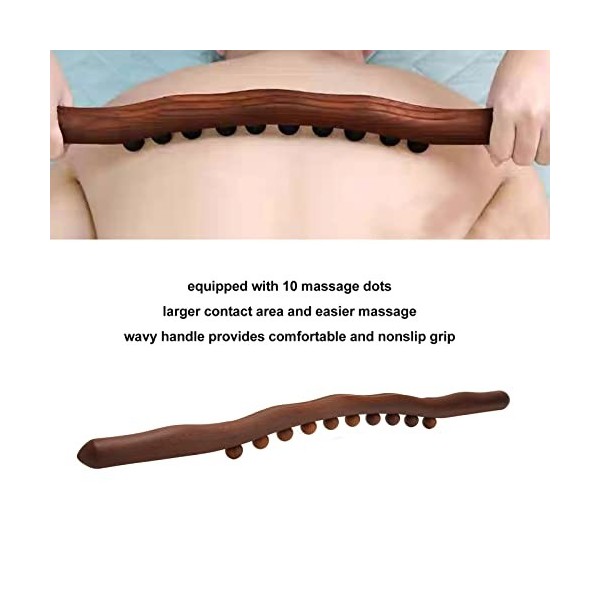 Bâton De Grattage En Bois, Bâton De Gua Sha En Bois De Hêtre Carbonisé 10 Points De Massage Poignée Antidérapante Pour Le Mas