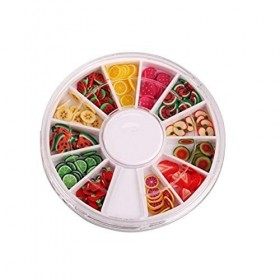 Hilai - 144 pièces de décorations pour nail art en 3D, tranches de fruits en pâte Fimo