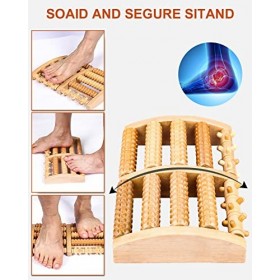 Rouleau Massage Pieds Bois Appareil Reflexologie Plantaire Masseur Pieds Relaxant 2x5 roulettes Outil de Réflexologie Apparei
