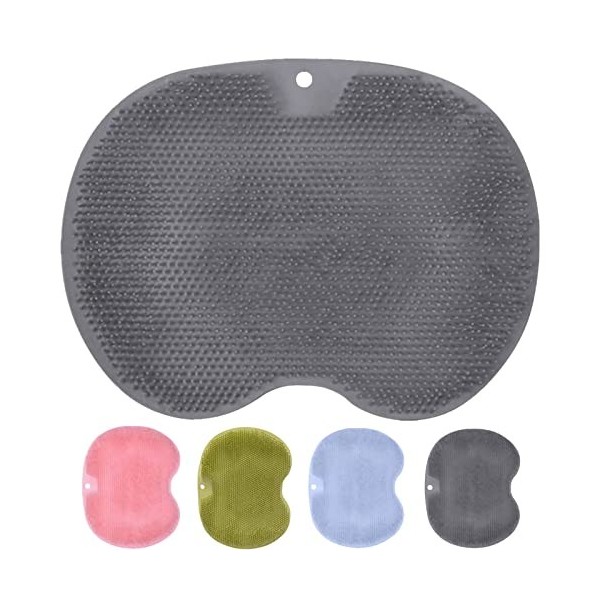 Brosse de massage pour la douche, Tapis de massage en silicone antidérapant pour les pieds et le dos de douche, Nettoyeur de 