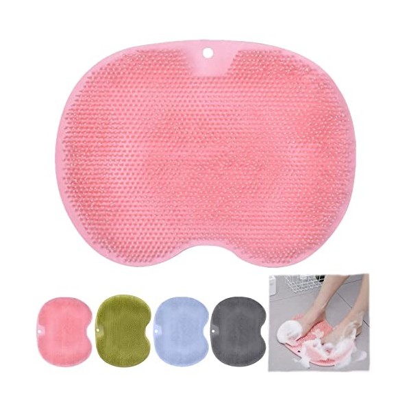 Brosse de massage pour la douche, Tapis de massage en silicone antidérapant pour les pieds et le dos de douche, Nettoyeur de 