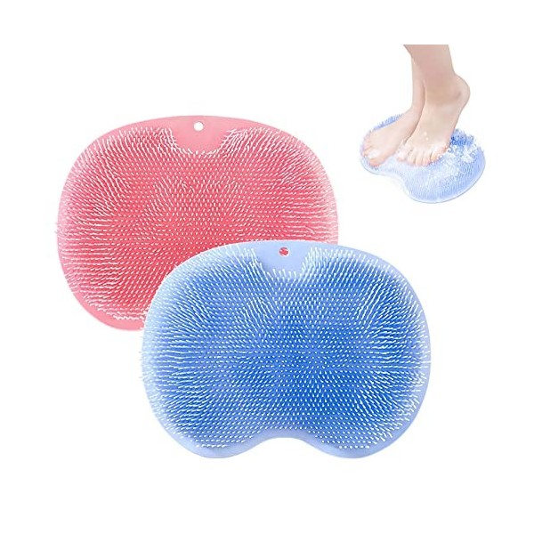 Douche Masseur de Pieds Scrubber,Tianher 2 Pièces Laveur de Pieds de Douche Brosse à Pieds avec Ventouses Antidérapantes pour