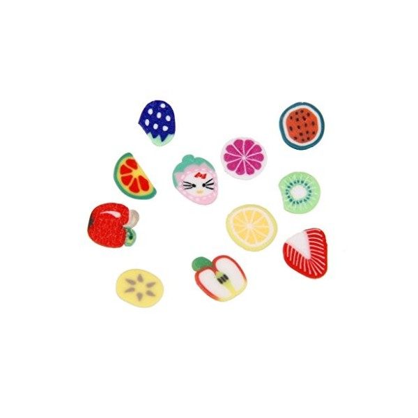 1000pcs Fruits Assortis Nail Art 3D Décorations en Pâte Polymère