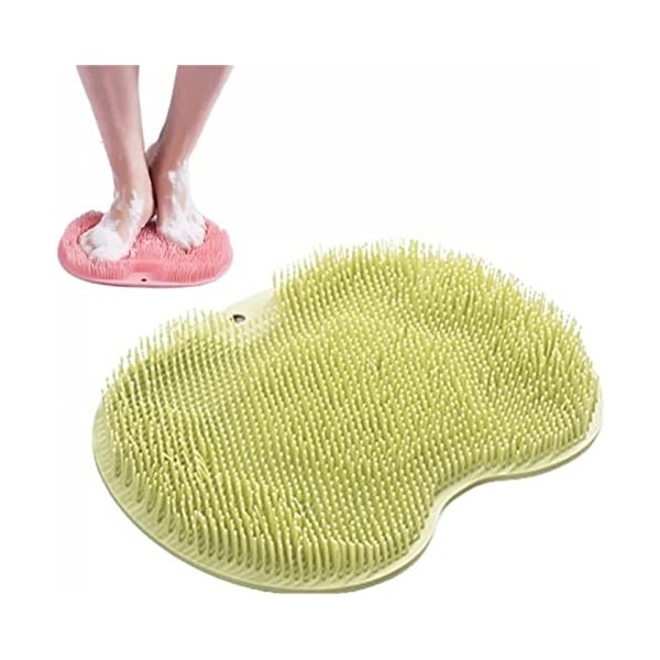 Épurateur de Pieds et de Dos de Douche, Coussin de Massage, Brosse Pieds Douche avec Antidérapant Ventouses Vert 