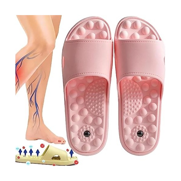 Far Infrared Ionictitan Heightening Shape Massage Slippers, Acupressure Foot Massage Slippers, Reflexology Foot Massager Tool