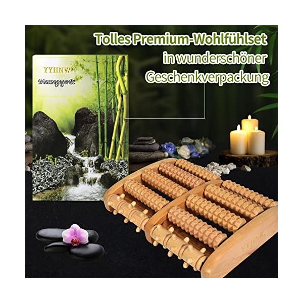 YYHNW® Premium Wooden Appareil de massage pour les pieds – Rouleau ergonomique pour le massage des éperons calcanéens et de l