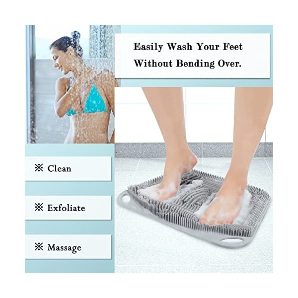 FREATECH Grand Brosse Pieds Douche Shower Foot Scrubber avec Ventouses Antidérapantes, Nettoyage, Exfoliation et Massage Comp