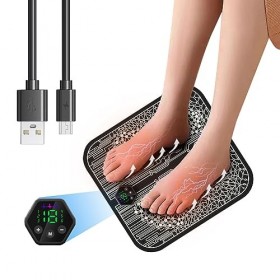 Netinpeater Massage des Pieds, Tapis électrique portatif de massage, 6 Modes et 19 Intensités EMS Foot Massage Pad, Machine d