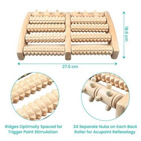 Dyroe Rouleau de massage en bois de qualité supérieure avec manuel dutilisation en allemand et carte pour massage des pieds