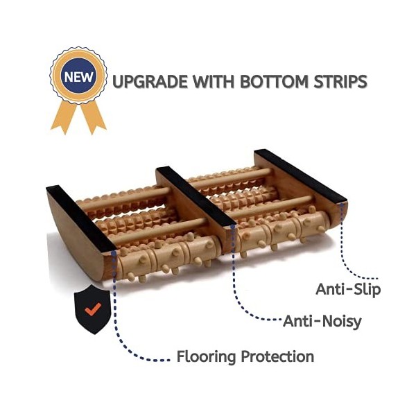 Vamotto Massager à pieds roulés en bois Outils de réflexologie pour la douleur au pied, soulagement des pieds démangeaisons a