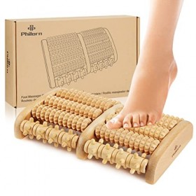 Philorn Rouleau de Massage en Bois pour Libérer et Détendre la Fasciite Plantaire, Anti-dérapant, Guérir la Douleur de larc 