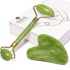 GUGUG Gua Sha Jade Visage, Pierre de Gua Sha pour Visage, Rouleau de Jade Visage, Jade Roller Visage, Relaxation des Muscles 