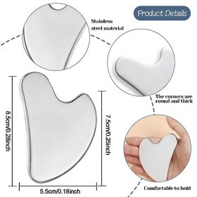 Gua Sha Visage Jade Massage Pierre, En Forme de Coeur Gua Sha Corps Massage Visage, Gua Sha Acier Inoxydable Guasha Outil de 