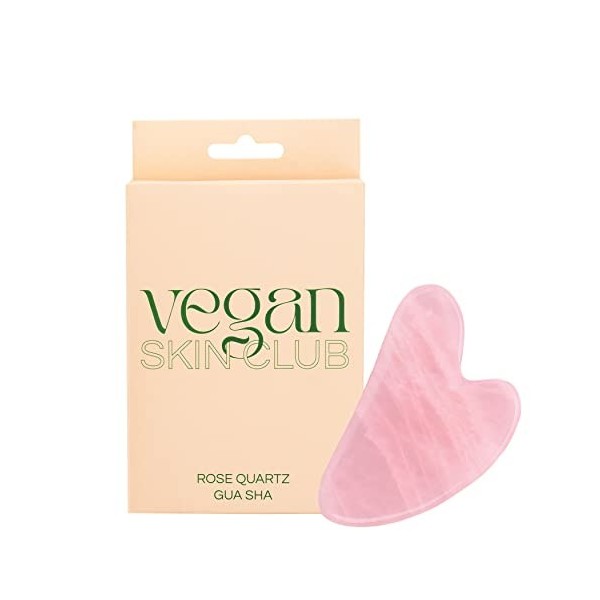 Vegan Skin Club Pierre Quartz Rose Gua Sha Visage | Outil de Massage Guasha pour Femmes | Sculpteur Masseur Visage Bien Etre 