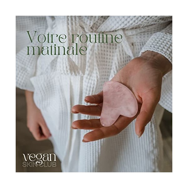 Vegan Skin Club Pierre Quartz Rose Gua Sha Visage | Outil de Massage Guasha pour Femmes | Sculpteur Masseur Visage Bien Etre 