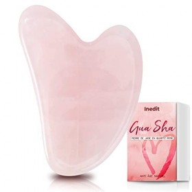 Gua Sha - Gua Sha Visage & Corps - Quartz Rose - Anti-âge Naturel pour Traitement des Poches des Yeux/Resserrement de la Peau