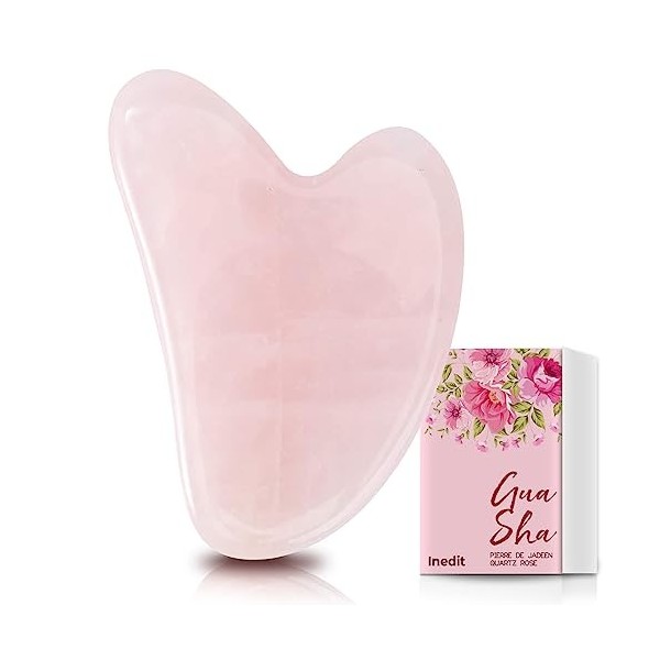 Gua Sha - Gua Sha Visage & Corps - Quartz Rose - Anti-âge Naturel pour Traitement des Poches des Yeux/Resserrement de la Peau