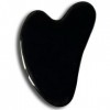 Gua Sha Pierre de Jade Obsidienne noir - Outil de massage pour le visage, les yeux, le cou et le corps - 1 Pierre en Forme de