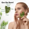 SPADOM Rouleau de Jade avec bandeau pour cheveux offert, et Gua Sha Jade Roller Visage et Gua Sha Masseur. Rouleau de massage