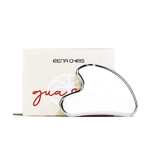 Rena Chris Gua Sha en acier Inoxydable, Gua Sha en Métal, Gua Sha pour le Corps pour SPA Acupuncture Thérapie, Gua Sha Adapté