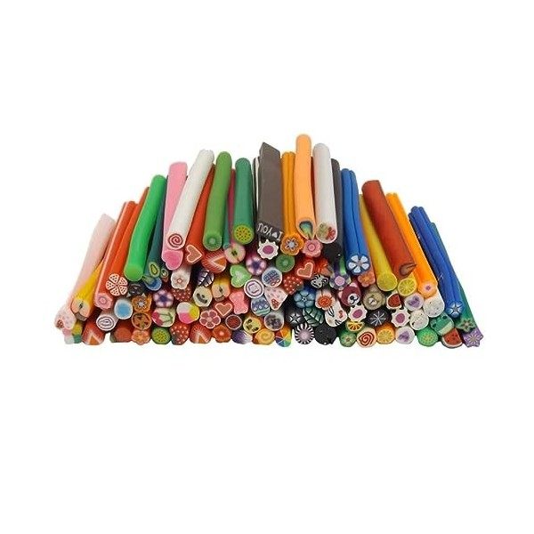 Warm Girl Lot de 100 bâtonnets en argile polymère pour décoration dongles en acrylique UV