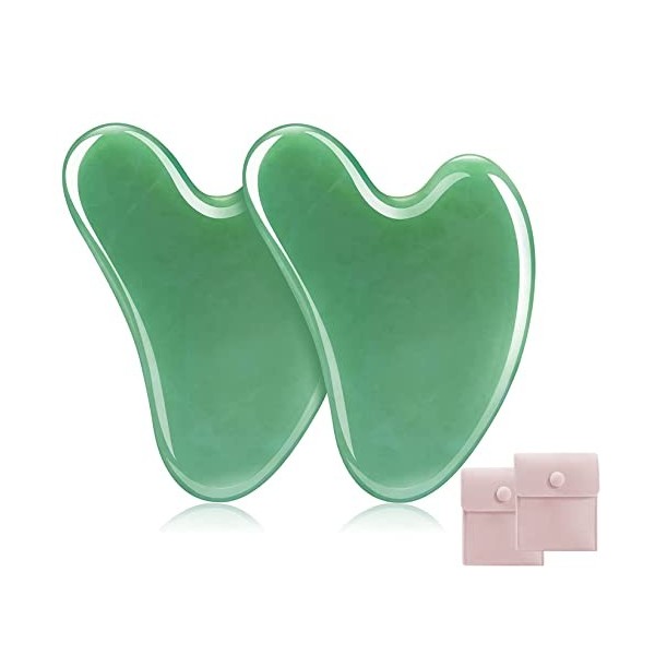 Gua Sha - Outils pour le visage, les yeux, le cou et le corps - Pierres de jade Gua Sha - Pour la thérapie physique et le spa