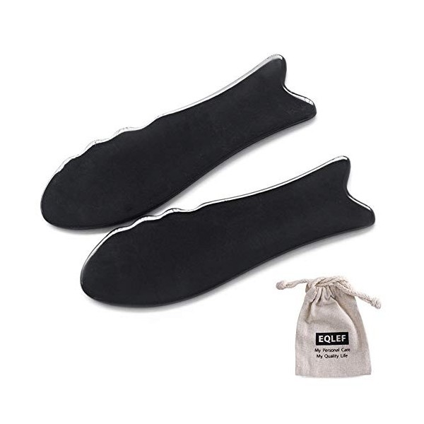 Gua Sha Corne, Buffle Horn Gua Sha Guasha Massage Tool Board-2 pièces en forme de poisson 