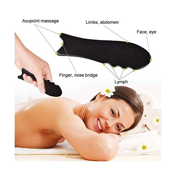 Gua Sha Corne, Buffle Horn Gua Sha Guasha Massage Tool Board-2 pièces en forme de poisson 