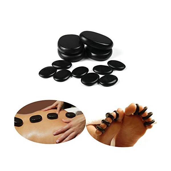 Windfulogo 12 Pcs Professional De Massage Chaud Hot Massage Stones Set Natural Lava Heated Stones Basalt Warmer Rock for Spa,