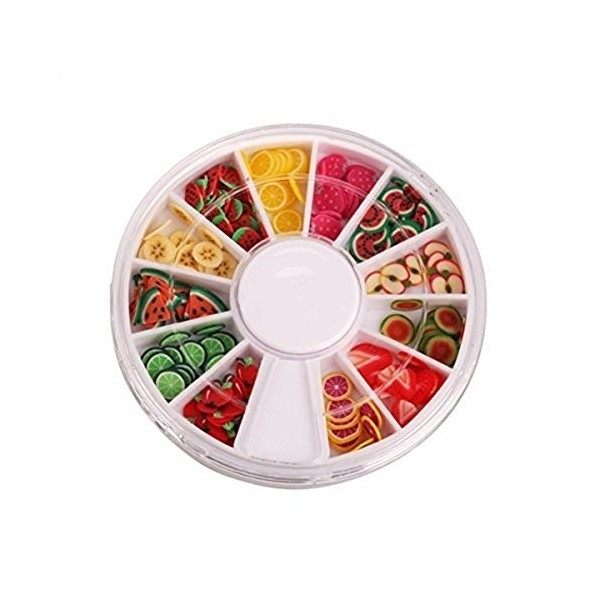 XCSSKG Coffret de tranches de fruits parfait pour coller au slime, pour les loisirs créatifs, la décoration d’ongles et la dé
