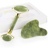 GeeRic Jade Roller&Gua Sha Scraping Massage Tool, Quartz anti-âge 100% naturel Ensemble de pierres de jade pour le visage - R