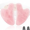 2 Pièces Gua Sha Visage,Gua Sha -Outil de Massage dacupuncture Anti Rides pour le Visage, le Yeux, le Cou Quartz Rose 