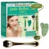 Jade Roller Visage, Rouleau de Jade, Jade Facial Massage,Pour une Belle Désintoxication de la Peau-Masseur Pour les Yeux du C