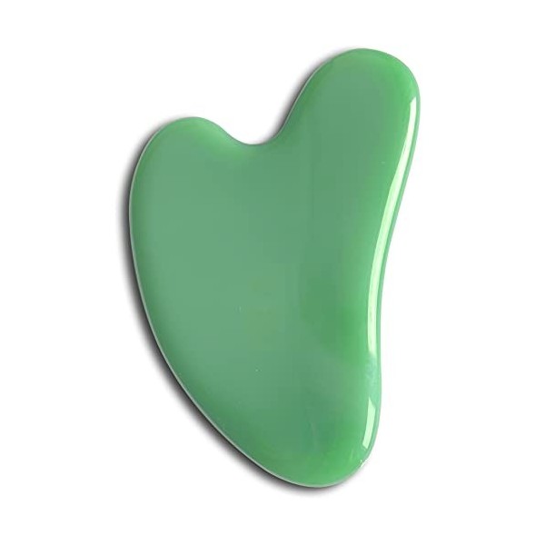 Gua Sha Pierre de Jade vert - Outil de massage pour le visage, les yeux, le cou et le corps - 1 Pierre en Forme de Coeur