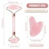 SJBAUTYO Ensemble rouleau de jade et gua sha,Pierres de massage pour le visage pour femme,Gua Sha Visage, pierre gua sha pour